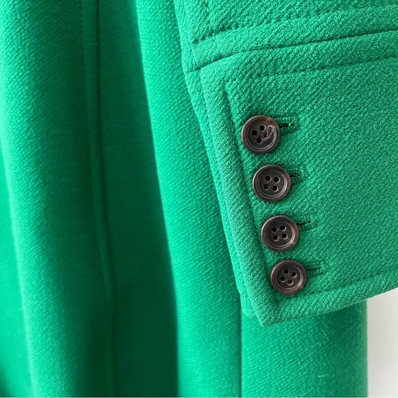 J.Crew wool classic coat, emerald green, turquoise and gold floral lining size 6 - Picture 9 of 10